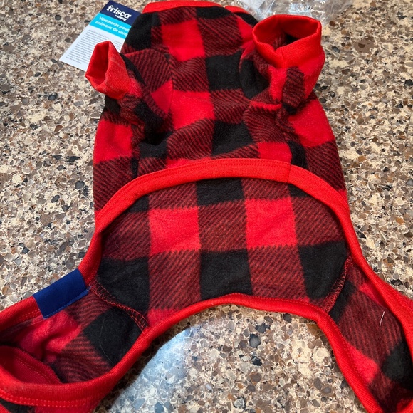 Frisco Dog & Cat Cozy Polar Fleece PJs, Red Plaid, S - Picture 6 of 8